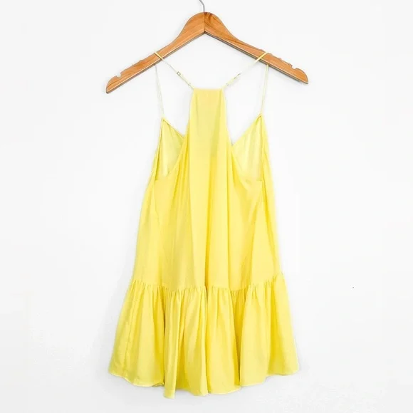 NWT Cinq à Sept Janet Silk Ruffle Peplum Racerback Top in Yellow Rose size XS - Picture 3 of 10